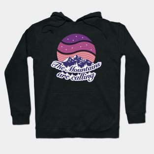 The mountains are calling vintage graphic font & purple twilight starry night sky Hoodie